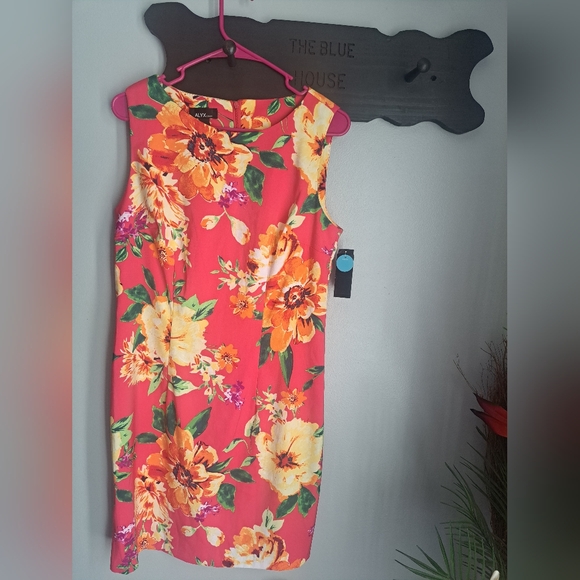 Alyx Dress Womens Pink Floral Sheath Sleeveless Zip-Up Dress Sz 12 #New - Picture 1 of 9